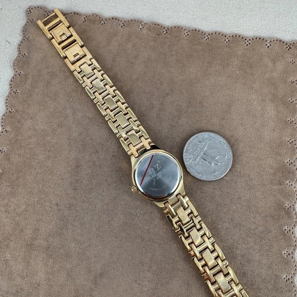 Vintage Jaz Paris French Designer Gold 18K gold plated Watch with red CZ Bezel - Picture 7 of 9